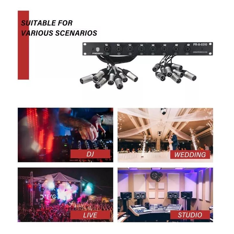 PRORECK 8-Channel Circuit Board Splitter Snake Cables XLR TRS Combo