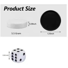 30 Pieces Backgammon Checkers Replacement Set Checker Board Games Playing Game Chips with 2 Dice (Black&Ivory 1.25 inch)
