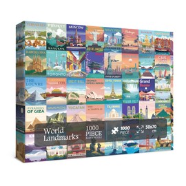 World Landmarks Travel Puzzles 1000 Pieces for Adult, Landscape Scene Art Jigsaw Puzzle of World Most Visited Tourist Attractions, Poster City Scenic Beautiful Scenery Puzzles