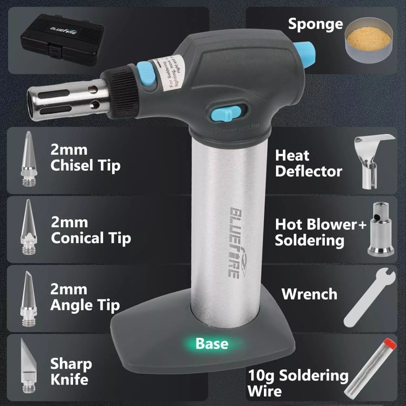 BLUEFIRE Butane Soldering Iron Kit Portable Mini Torch Self-Igniting Cordless