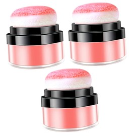 minkissy 3pcs Mineral Makeup Blush Powder Face Blush for Women Puff Loose Powder