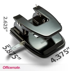 90079 - Perforadora de papel estándar de 2 agujeros, capacidad de 30 hojas, color negro