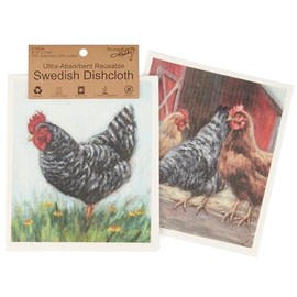 Primitives by Kathy Swedish Cloth Set of 2 -Farm Chickens