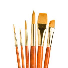 Real Value Brush Set Synthetic Gold Taklon-Rnd 1,6,12,Liner 2,Ang 1/2,Wash 3/4