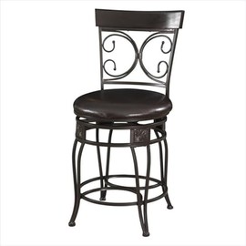 BOWERY HILL Bar Stool Chair in Bronze | Seat Height 41.75" | with Rotating Round Seat, Footrest, Backrest | Indoor for Dining Room Kitchen Counter Table | Max Weight: 400 lbs
