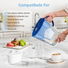 6 Water Filters Compatible with Brita Maxtra+ Plus, Maxtra Pro All-in-1,Replacement for Brita Kettle, Marella Water Filter Cartridges, Reducing Impurities, Chlorine, PFAS,Limescale & Odor