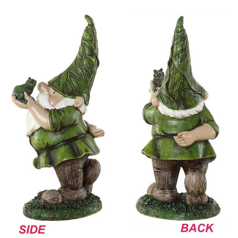 Topadorn Resin Gnome Statue - Outdoor Garden Decorative Frog Statuary