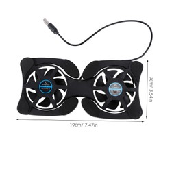 Tofficu Portable Foldable Laptop Cooler with Dual USB Fans Lightweight Notebook Cooling Mat for Efficient Heat Dissipation Compact Design for Travel and Home Use Black