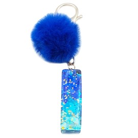 Xsclpomddy Initial Letter Resin Alphabet Key Rings with Fur Ball Pom pom keychains for Wallet Backpack Handbags Women Girls,I