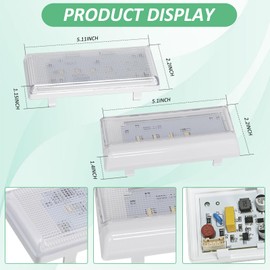 New Upgraded 3-Piece LED Light Set with Conical Lens 2 Pcs W10515057 & 1 Pc W10515058 Compatible with Whirlpool Fridge Light Replacement, Kenmore, Maytag, Refrigerator LED