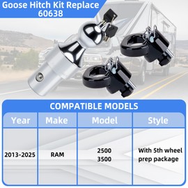 RVSNAIL 60638 Upgraded 38k Gooseneck Hitch Kit with 2-5/16" Gooseneck Ball with Lock and Safety Chain Anchors for 2013-2025 Dodge RAM 2500/3500-Includes Durable Storage Case