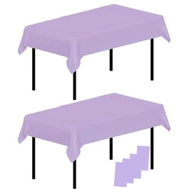 4 Pack Plastic Tablecloths Disposable Table Covers 54 inch x108 inch Rectangular Disposable Party Table Cover Suitable for Birthday, Graduation, Restaurant, Wedding Decoration Tablecloth (Purple x4)