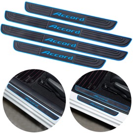 ONRAI 4pcs/Set Car Door Sill Plate Protectors - Black Soft Rubber Front/Rear Door Sill Scuff Plate Guard, Door Pedal Protector Stickers fit for Honda Accord, HA01