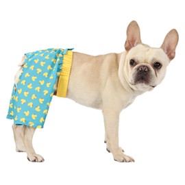 HDE Dog Swim Trunks Hawaiian Board Shorts Beach Pool Swimsuit for XS to XXL Dogs Teal Rubber Ducks - M