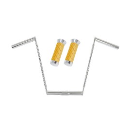 OG Lowrider Handlebar Double Square Twisted 12" 25.4mm Chrome,Grips Velour Swirl