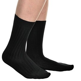 Swan Men's Cotton Ribbed Dress Socks (6-Pairs), 993_BLK