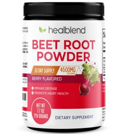 healblend Organic Beet Root Powder with Raspberry Powder, Organic Natural Acai, Vitamin C, Niacin, Berry Flavored, 30 day Supply