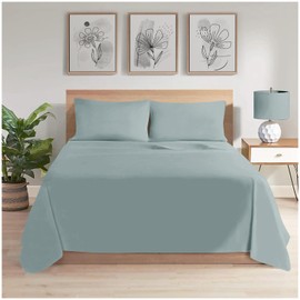 GC GAVENO CAVAILIA Easy Care Flat Sheet King Size - (265 X 275 Cm) Polycotton Bed Sheets - Super Soft & Comfortable Wrinkle Free Sheet - Duck Egg