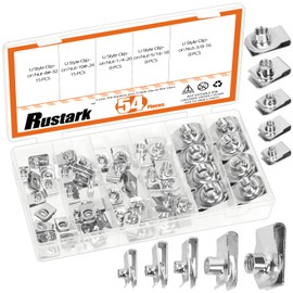 Rustark 54Pcs 5 Sizes Auto Car U-Clip U Nut Assortment Kit 304 Stainless Steel U Style Clip-on Nuts SAE U Nuts Clip U-Shaped Nut for Dash Door Panel Interior Cars Motorcycle