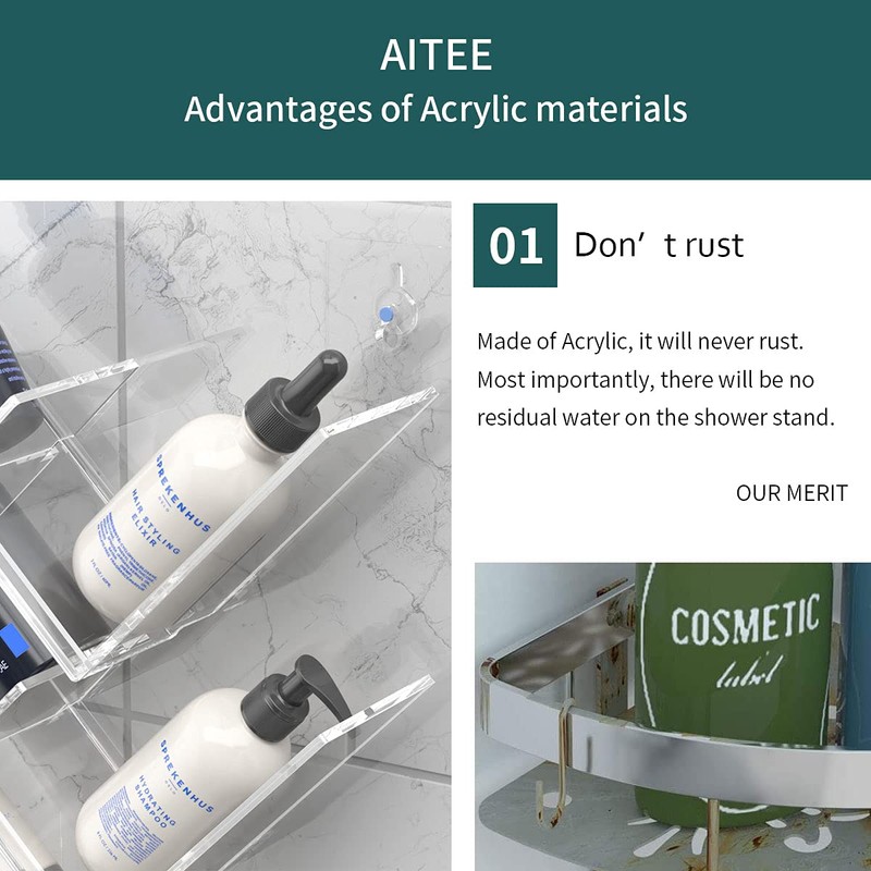 AITEE Acrylic Shower Caddy Organizer for Bathroom, Clear Shampoo Holder