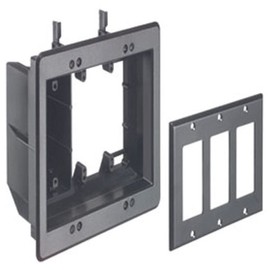 Arlington TVBU507BL-1 TV Box Recessed Outlet Wall Plate Kit, 3-Gang, Black, 1-Pack