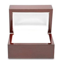 Novel Box Cherrywood Red Jewelry Box for Double Rings 3x2x1.87 Inches with White Inside - Wooden Gift Presentation Boxes for Rings - Mahogany Engagement Rings Case for Wedding & Special Occasions