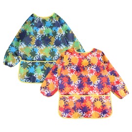 muenica Dirt Discreet Draw Smock Set of 2 Colors, Kids, Waterproof, For Meals, Drawing, Girls, Boys, Mud Play, Kids, Ultra Lightweight, Breathable, Long Sleeve, Set of 2 colors