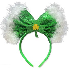 Tagberoy St Patricks Day Headbands for Women, Green shamrock Bow Headband for St Patrick Day Accessories