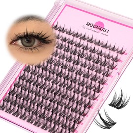 MOONKALI Natural Lash Clusters Wispy Fairy Eyelash Extensions 10-16MM CC Curly Manga Eyelash Clusters 120Pcs Individual Versatile DIY Lash Extension, Black