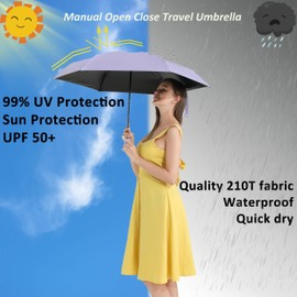 BAODINI Travel Mini Umbrella for Purse With Case Small Compact UV Sun Protection Sun Lightweight Tiny Pocket Umbrella for Women Kids and Men