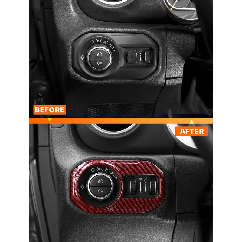 Savadicar Red Carbon Fiber Interior Accessories - Headlight Switch Trim