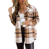 Womens Casual Plaid Shacket Wool Blend Button Down Long Sleeve