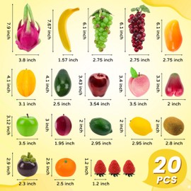 Toopify 20 Pcs Artificial Fruits Pack, Fake Fruits for Home Decor, Simulation Fruit Set, Party Chirstmas Decortion
