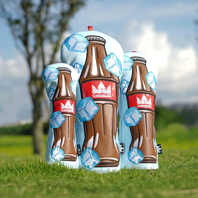 Bottle Ice Cube Blue Golf Club Cover for Woods and