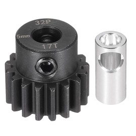 sourcing map Steel 32P Gear Set with Gear Adapter 17T 5mm Shaft Motor Gears for RC Vehicles Truck Drift Car Part, Black