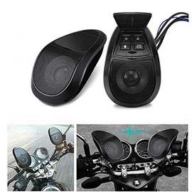 MASO Motorbike Audio Speaker Motorcycle Bluetooth Wireless MP3 Music Player Waterproof FM Radio Power Amplifier System with LED Light(2PCS Black)