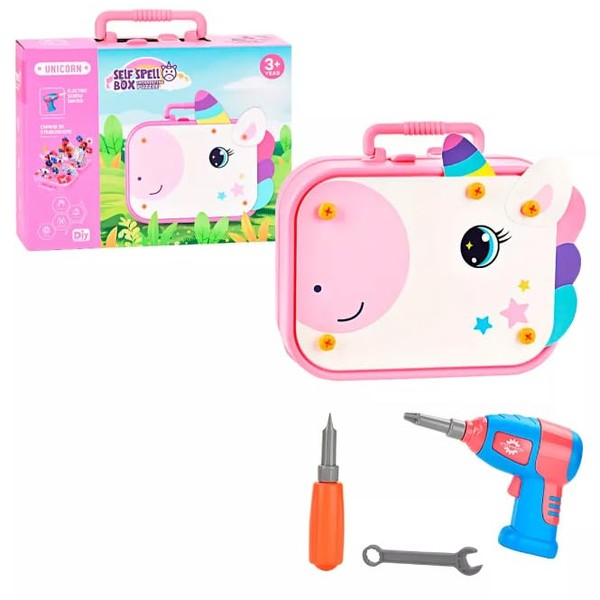 Set de Herramientas Unicornio para Niñas, Caja de Juguete con