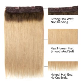 Tinashe Real Human Hair Straight Extensions Chocolate Brown to Caramel Blonde Invisible Wire Fish Line Extensions