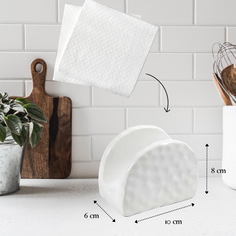 White Ceramic Napkin Holder Table Napkin Holder 10x6x8cm Elegant Kitchen