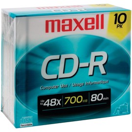 MAXELL 622860 700 MB Recordable CDs (10-pk Jewel Case)