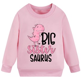 Sineeko Big Sister Sweatshirt for Toddler Girls Sweater Dinosaur Graphic Shirts Toddler Baby Announcement Clothes 5T