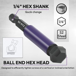 Saipor 12pcs Ball End Hex Bit Set, 75mm/3" Length Ball End Hex Screwdriver Bit Set, Magnetic 1/4 Inch Hex Shank Ball End Hex Head Allen Wrench Drill Bit Set, S2 Steel Hex Key Ball End Bit