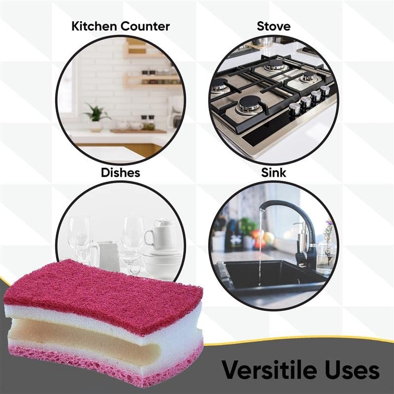 Non-Scratch Scrub Sponge with A Comfortable Grip, Heavy Duty Duel