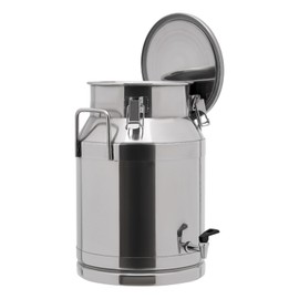 LUNUMAOS Milk Can, Water Bucket with Locking & faucet Sealed Lid 201 Stainless Steel Beverage Dispenser Airtight Food Storage Containers for Home Farm & Commercial Kitchen (30L)