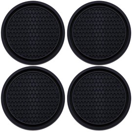 MEAJOO 4PCS Car Cup Holder Coaster, Universal Auto Non-Slip Cup Holder Coaster, 2.75In Universal Non-Slip Recessed Car Interior Accessories (Black)