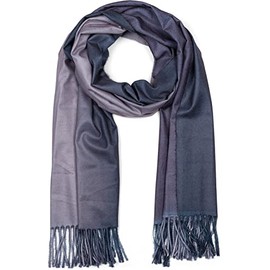 styleBREAKER Ladies Scarf with 2-colour gradient and fringes, warm winter stole multi-coloured, ombré look, 01017147, Colour:Grey-Black