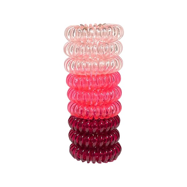 Corbatas en espiral, lazos en espiral para coleta, sin pliegues, 9 piezas (rosa ombre)