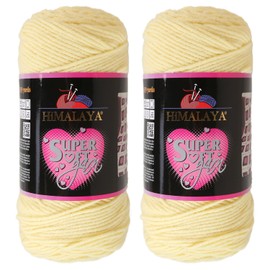 Loren 2 madejas del Himalaya súper suave, 100% acrílico, total 400 gramos (14 oz): cada madeja 200 gramos (7 oz), 328 metros de largo (358 yardas), peso del hilo: 4: Worsted-Aran, amarillo 80854