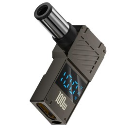 chenyang USB C to DC Adapter,USB C Female to DC 7.4x5.0mm DE Barrel Jack Plug PD 100W Laptop Fast Charging Adapter with Wattage Display