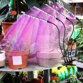LEOTER 4 Head Led Grow Light With Timer Dimmable Modes For Indoor Plants 80 Leds